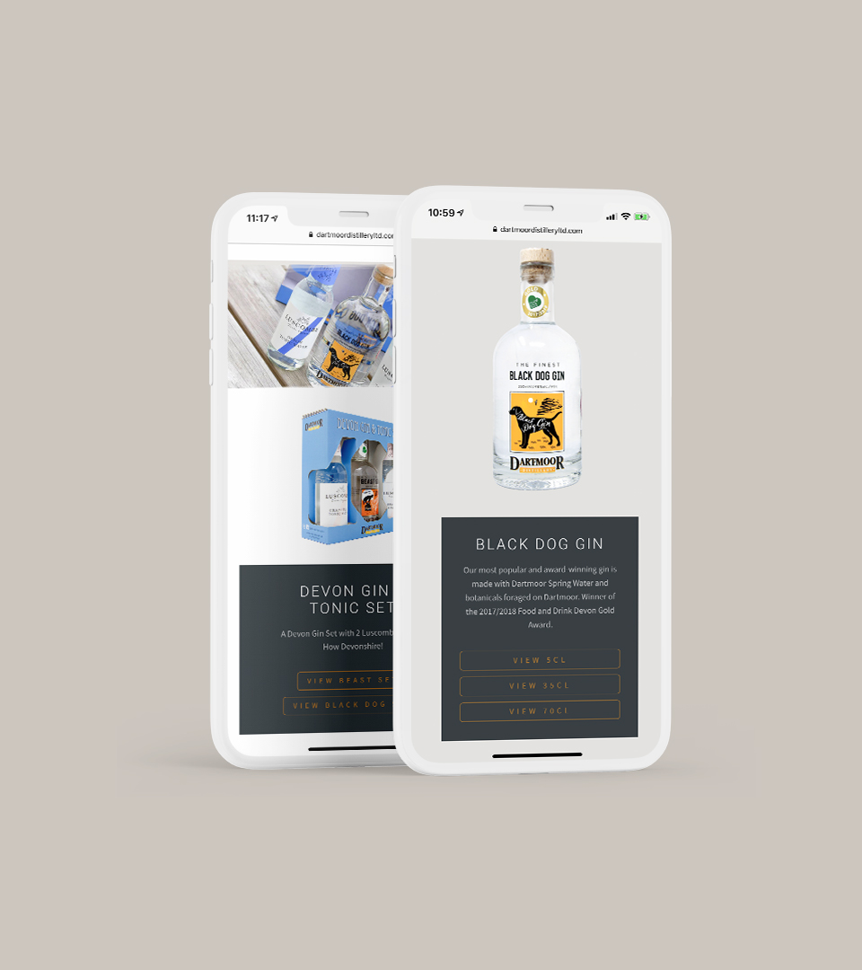 Dartmoor Distillery Gin mobile website design and build