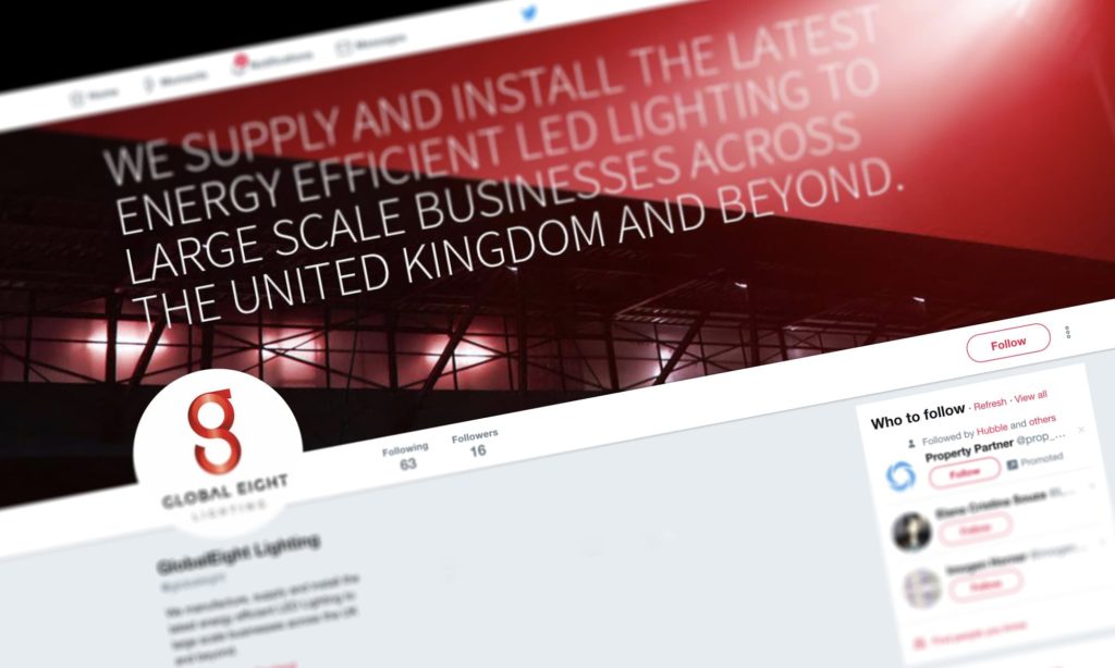Global Eight Lighting Branding - Twitter Company Page Design