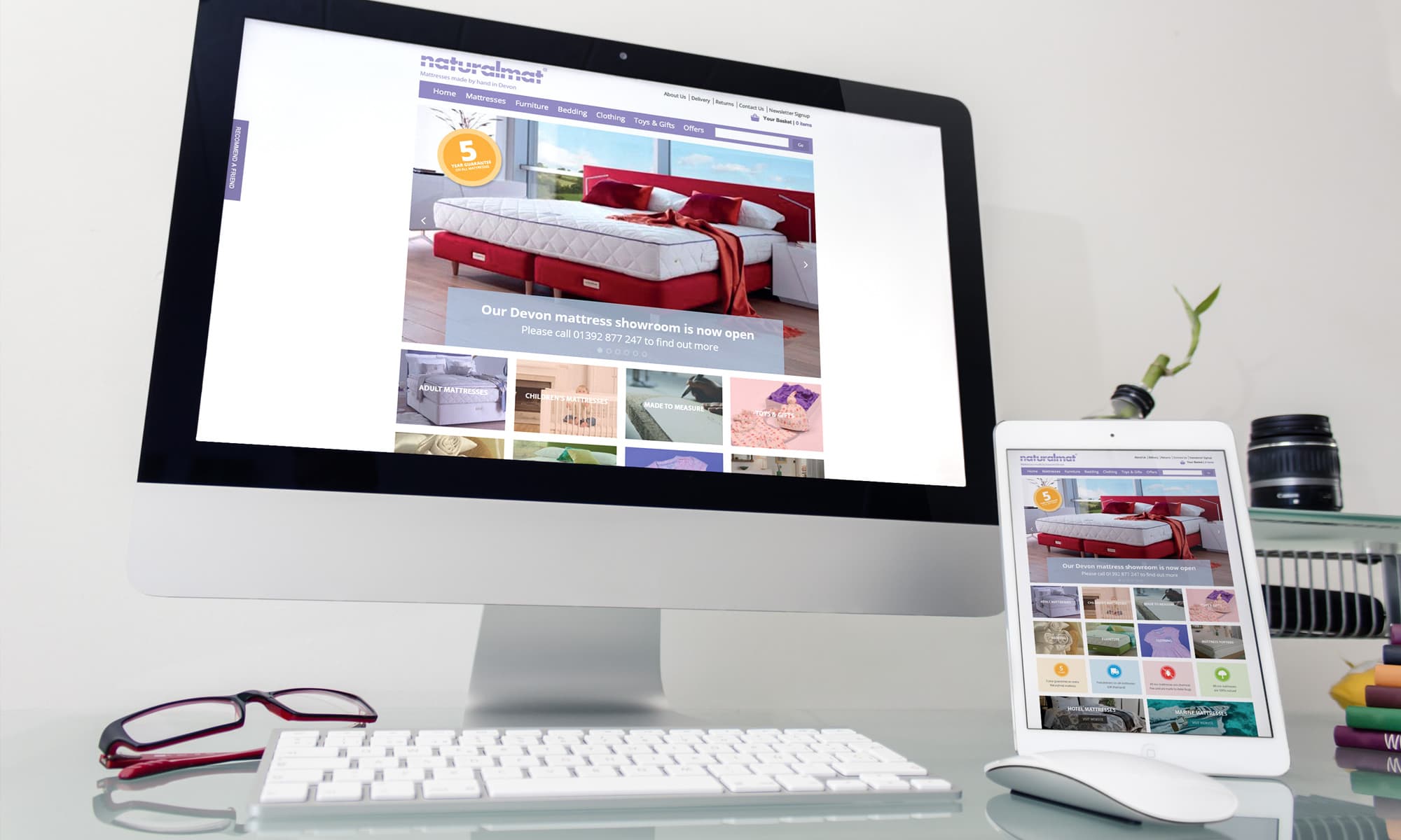 Naturalmat website homepage design concept for desktop and tablet
