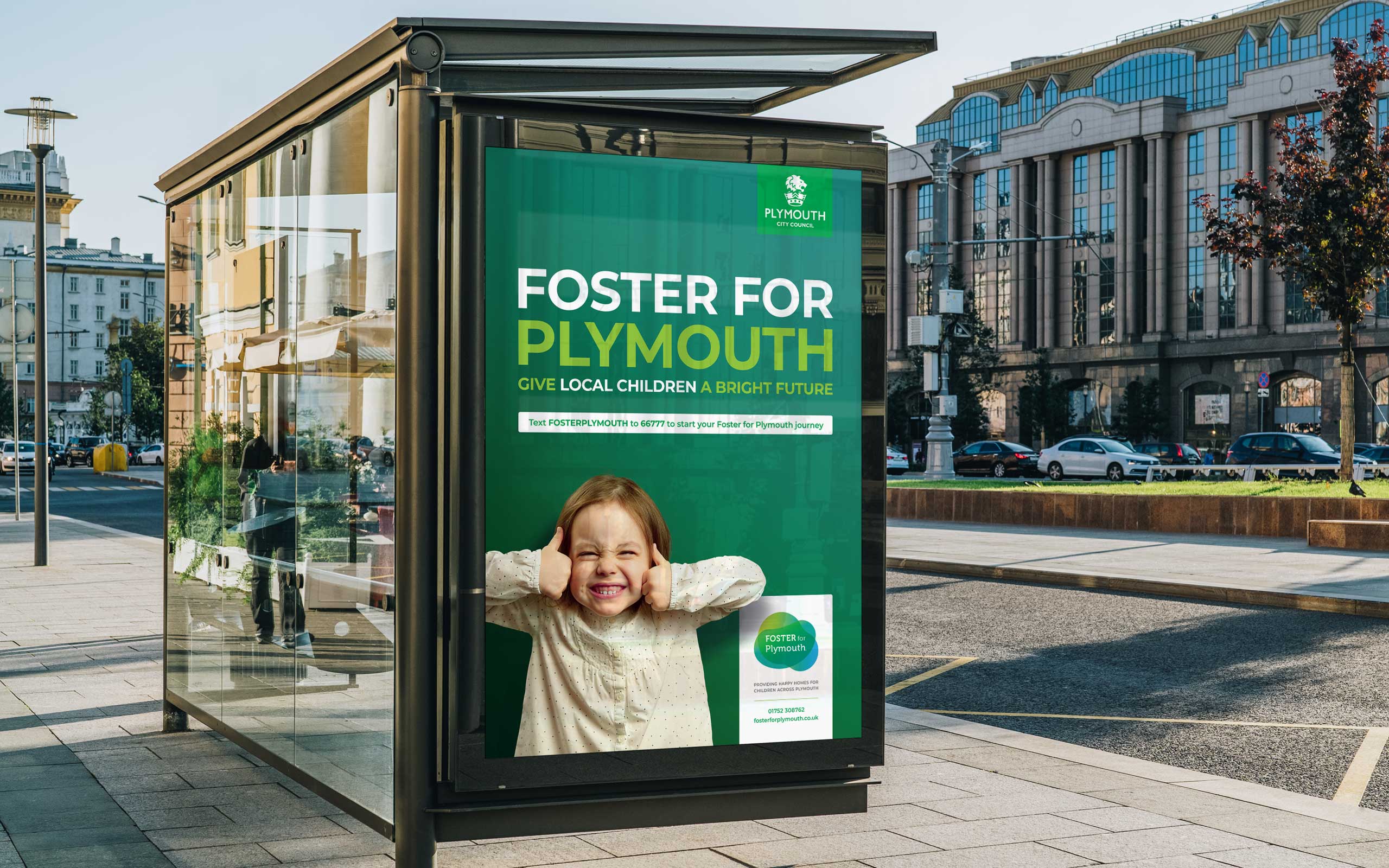Plymouth City Council - Foster for Plymouth Branding A0 Smiling Girl Poster Design and Print
