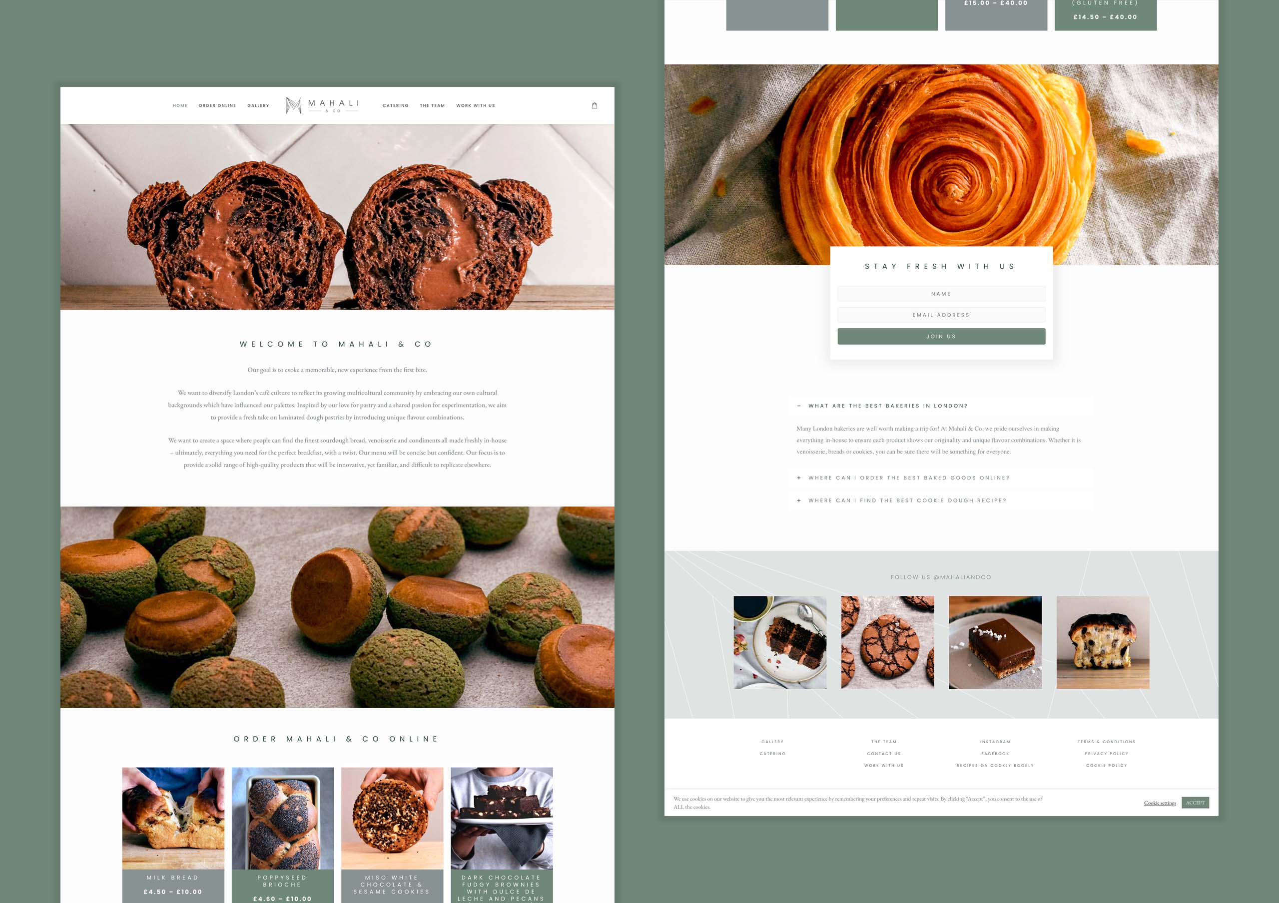 Mahali and Co Artisan Bakery London homepage of website on desktop