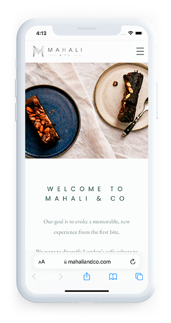 Mahali and Co Artisan Bakery London homepage of website on mobile device