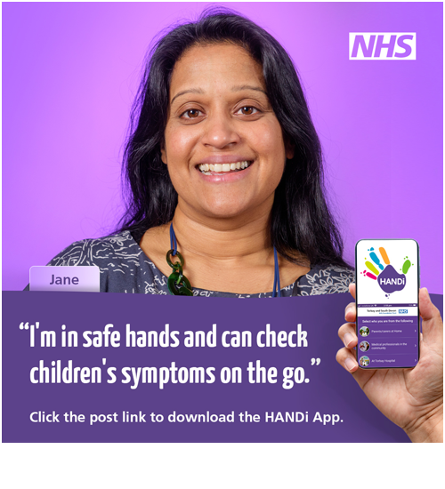 NHS HANDi App promotional social media case study image of Jane